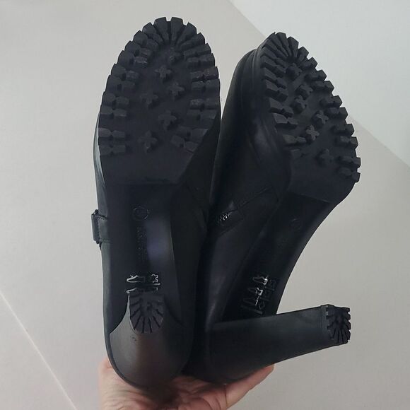 All Saints Aden Black Leather Ankle Heeled Boots Buckle Detail Women's EU 40 - Picture 9 of 14